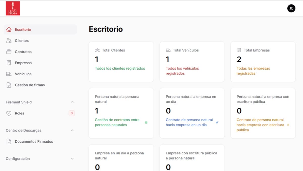 Sistema de Gestión de Contratos Legal firma